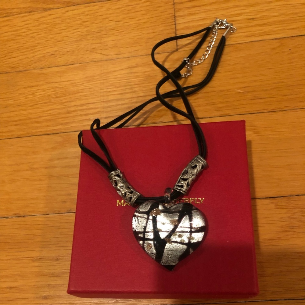 Madame Butterfly Glass Heart Necklace